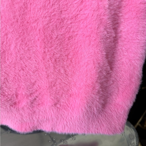 Anthropologie Vibrant Pink Mock Neck Fuzzy Sweater - Picture 8 of 11